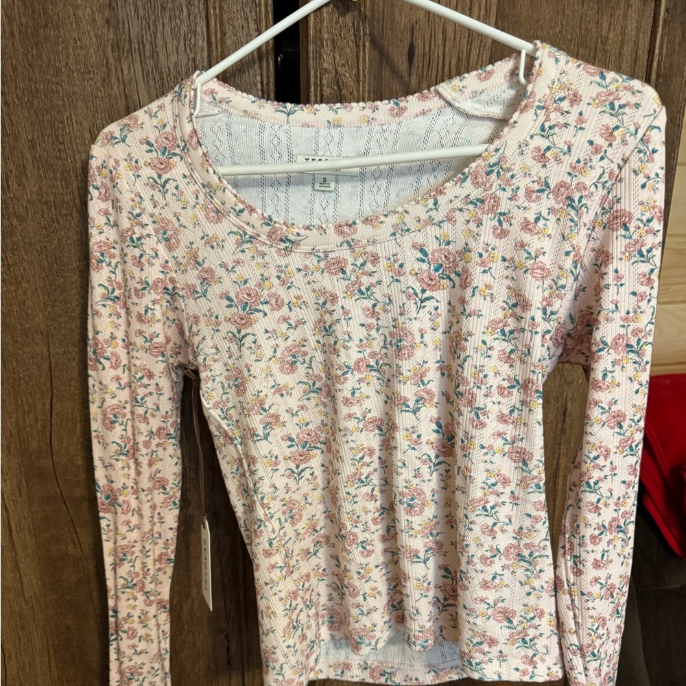 Women's Long Sleeve Scoop Neck Pointelle Top